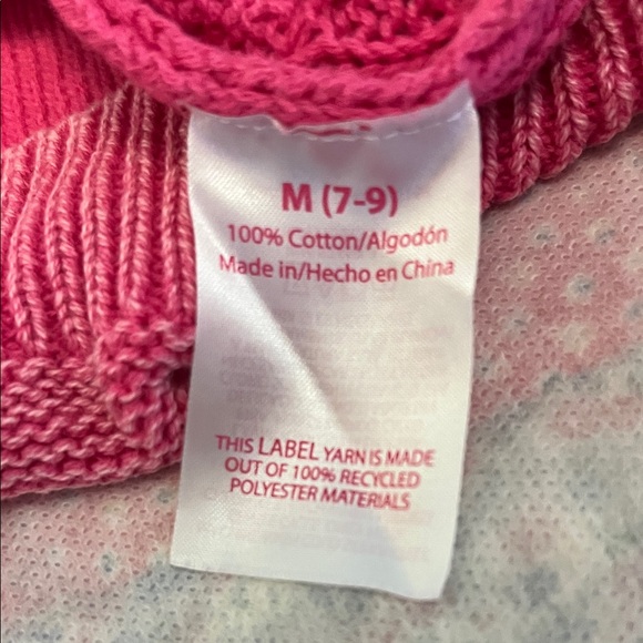 Distressed shrunken Pink V-Neck Cable Knit Sweater size medium 100%cotton - Picture 3 of 10